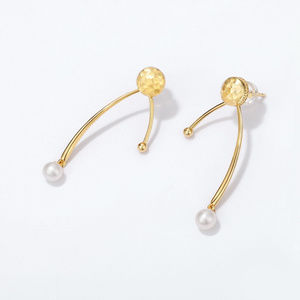 Vintage Pearl Long Earrings Unique Gold Earrings